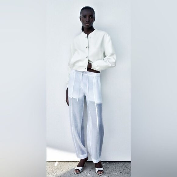Pants - Zara Mixed Organza Pants White